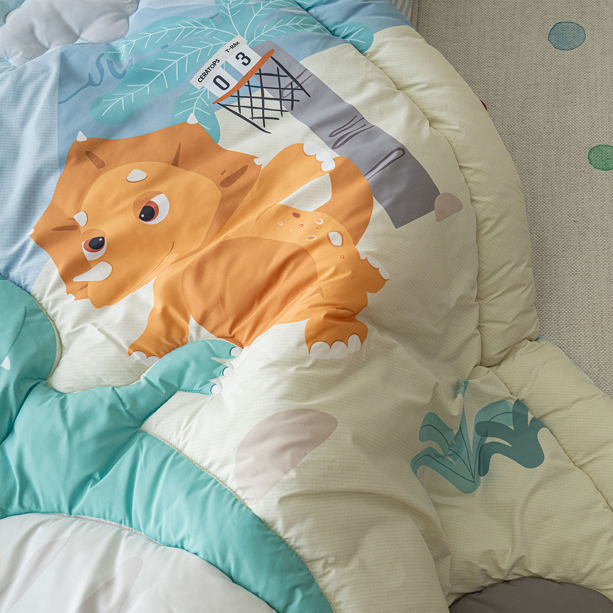 키즈 알러지케어 간절기 손자수 차렵이불 패드세트 맥스덩크 (공룡), S.SS(싱글.슈퍼싱글겸용)