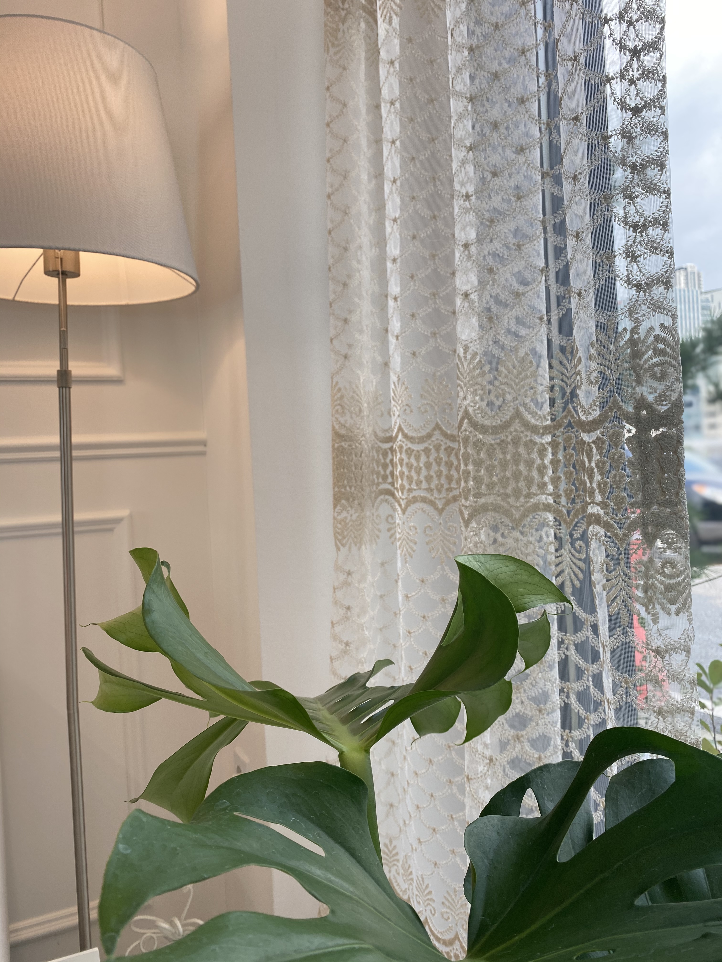 금사망사 자수 레이스 포인트 수입속커튼(맞춤제작)