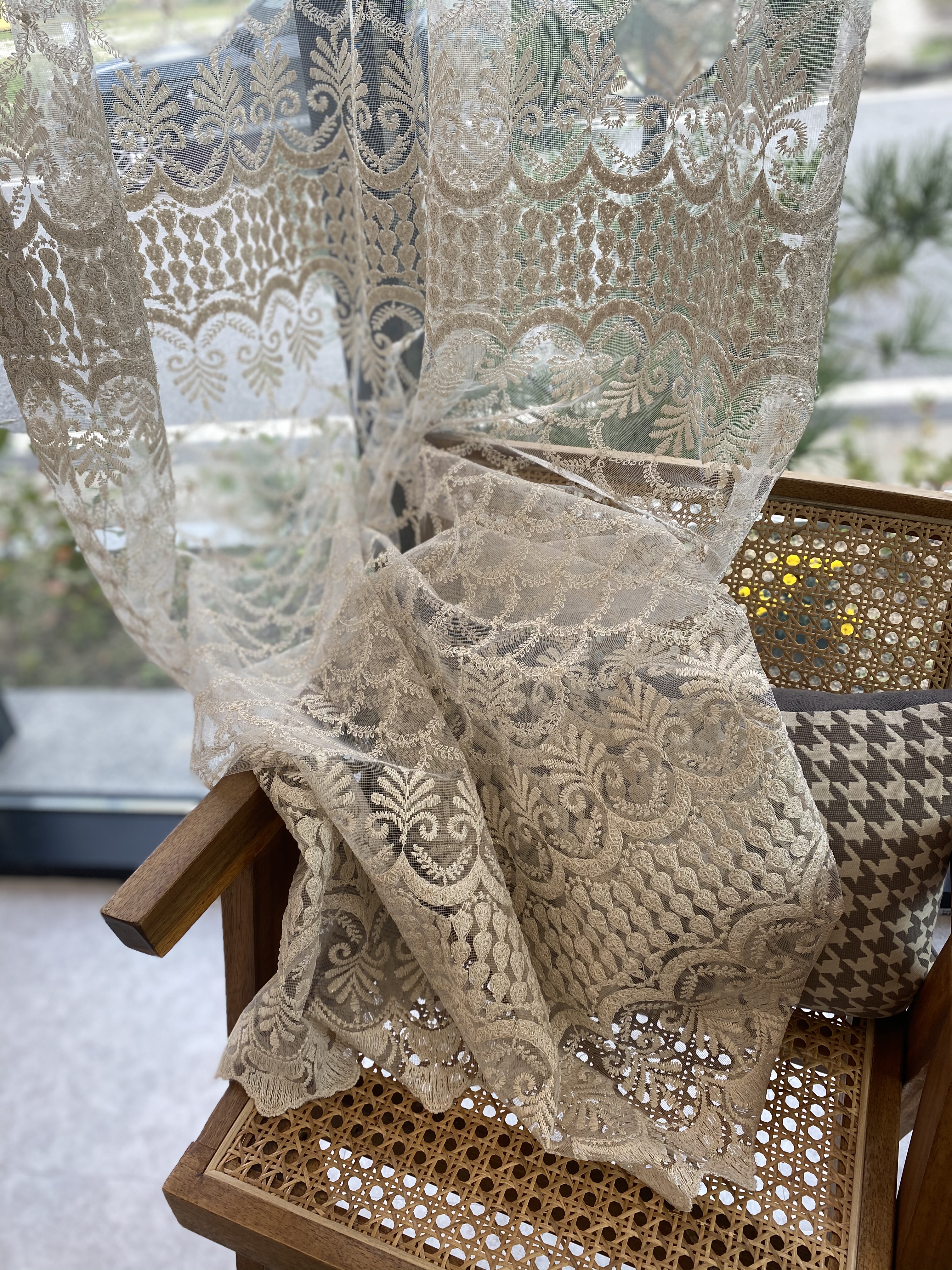 금사망사 자수 레이스 포인트 수입속커튼(맞춤제작)