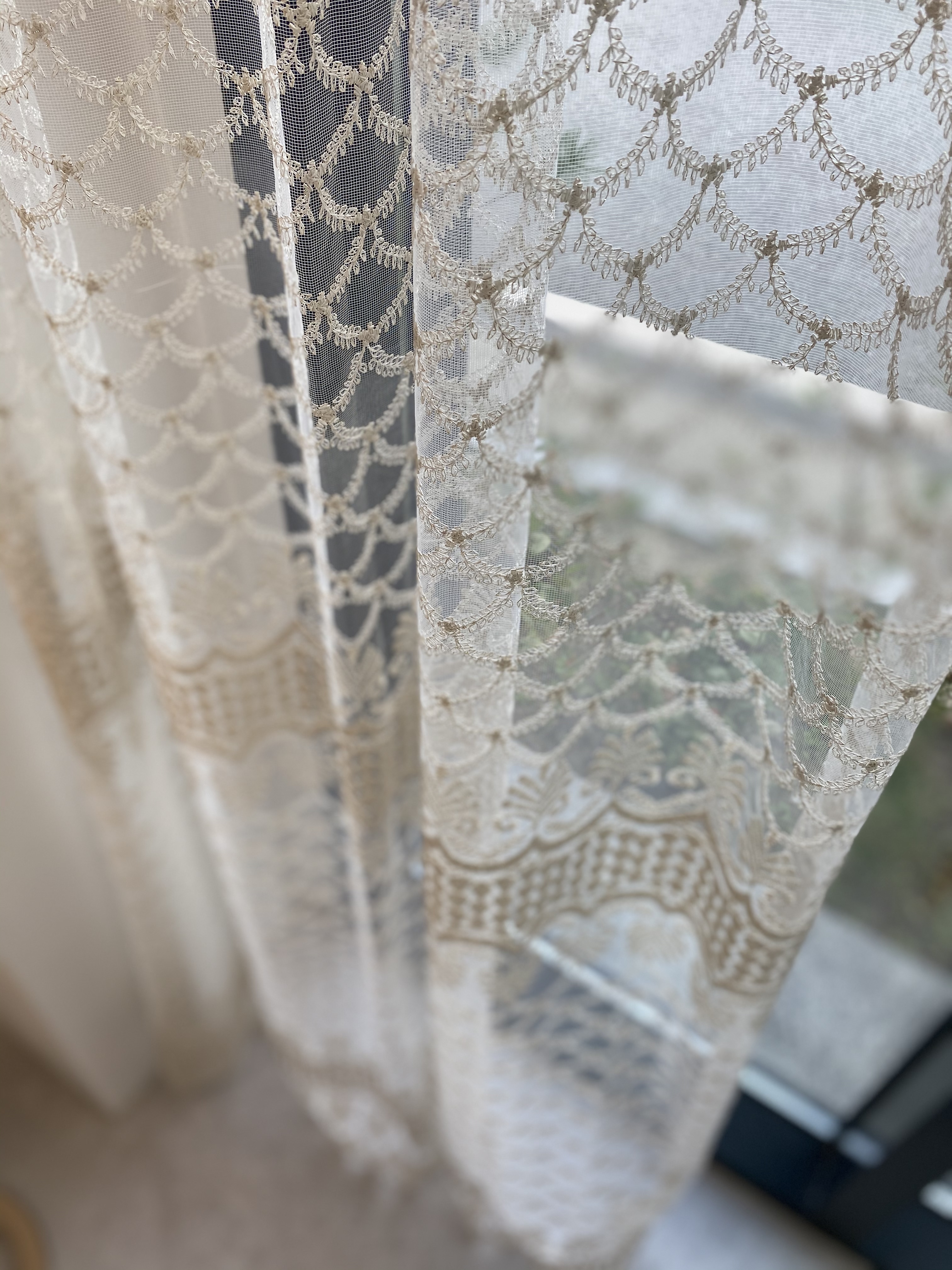 금사망사 자수 레이스 포인트 수입속커튼(맞춤제작)