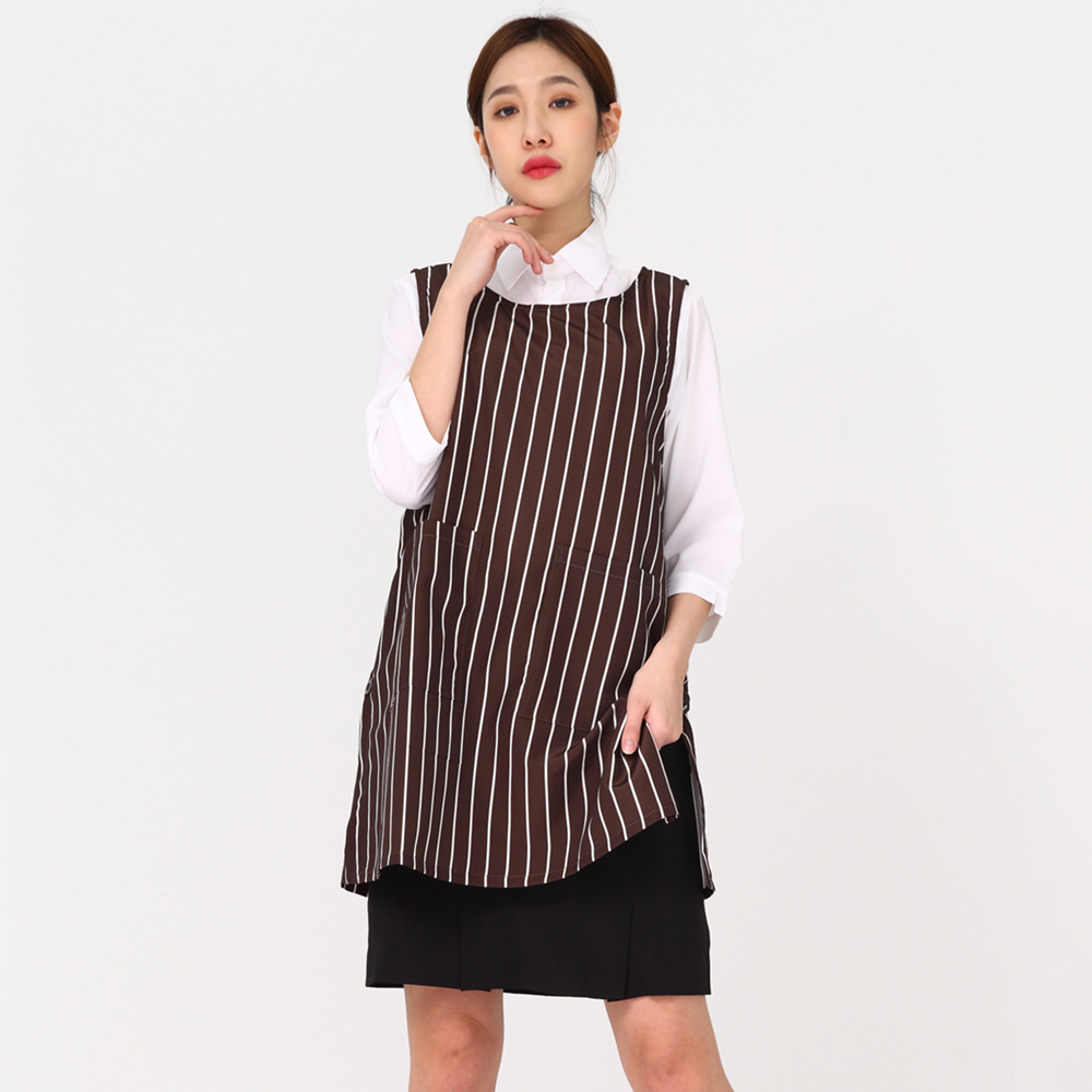 (5color)기능성 포그니 밤색원피스앞치마 요양원 요양보호사 식당서빙앞치마 - 상세 이미지 5