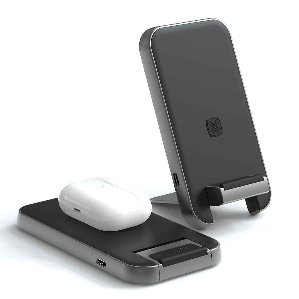 빅쏘 15W 폴더블 듀얼 고속 무선충전기 패드 스탠드 거치대 W2