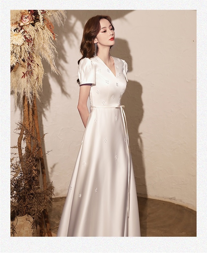 (당일배송 / L사이즈) 송혜교웨딩드레스 스타일 새틴 셀프웨딩 2부 브라이덜샤워 돌잔치 돌맘드레스