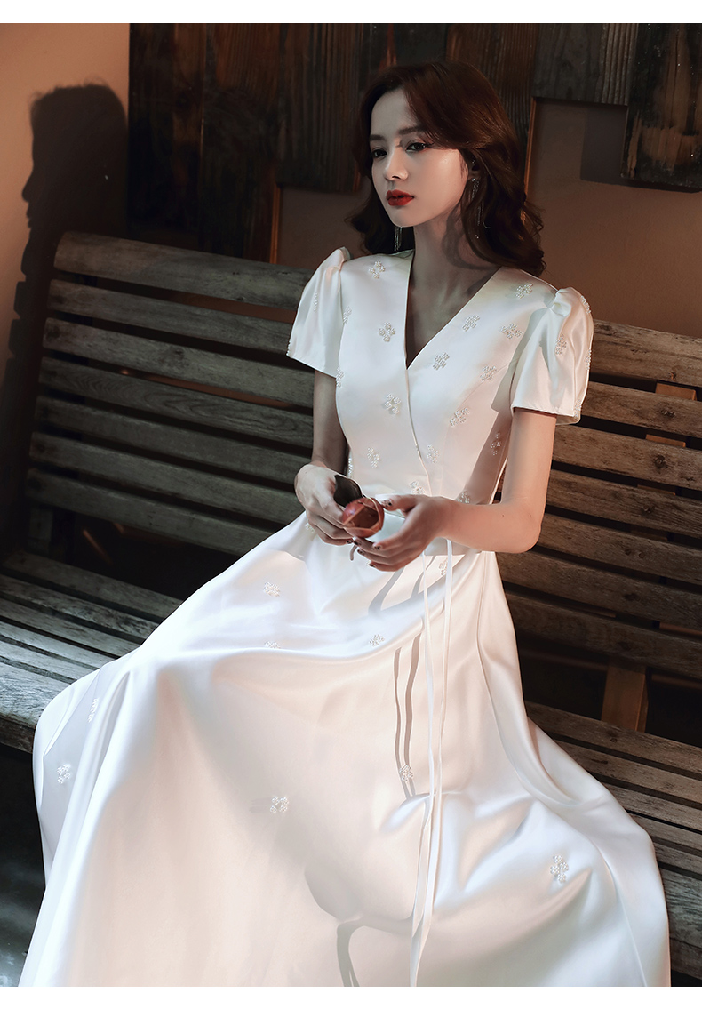 (당일배송 / L사이즈) 송혜교웨딩드레스 스타일 새틴 셀프웨딩 2부 브라이덜샤워 돌잔치 돌맘드레스 이미지 7