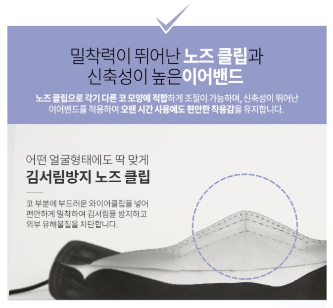 위케어 KF94 대형마스크 블랙 (5입) x 4개 이미지 8