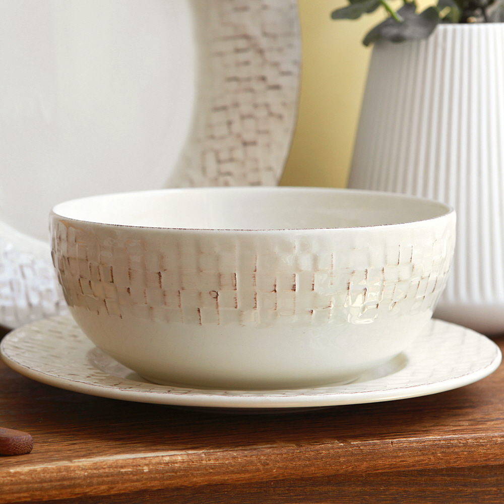 포르투갈 벨류세라믹 아리아나 빈티지 디저트 도자기 플레이트 / 샐러드볼 22cm - 상품 이미지