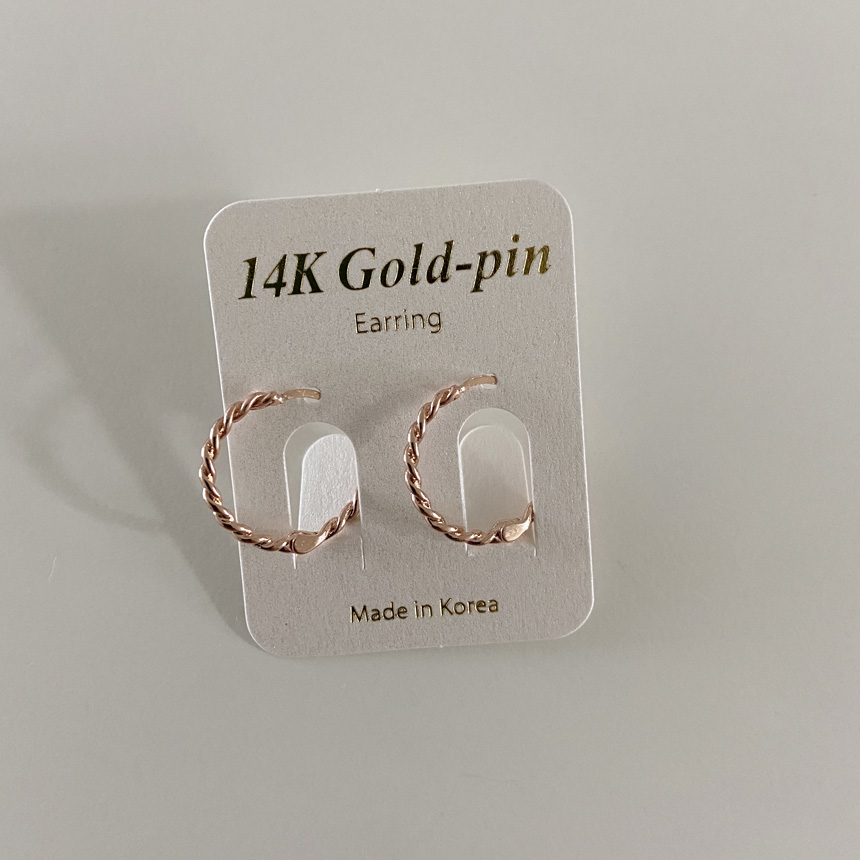 14K 금침 기본 데일리 원터치 링귀걸이 골드핀 이미지 8