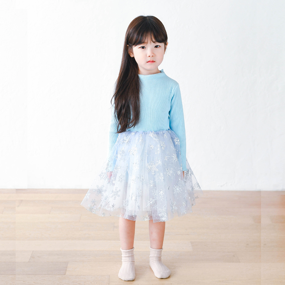 엘 골지 긴팔 튜튜 샤 원피스 여아 아동 아이보리 블루 보통핏 할로윈 엘사