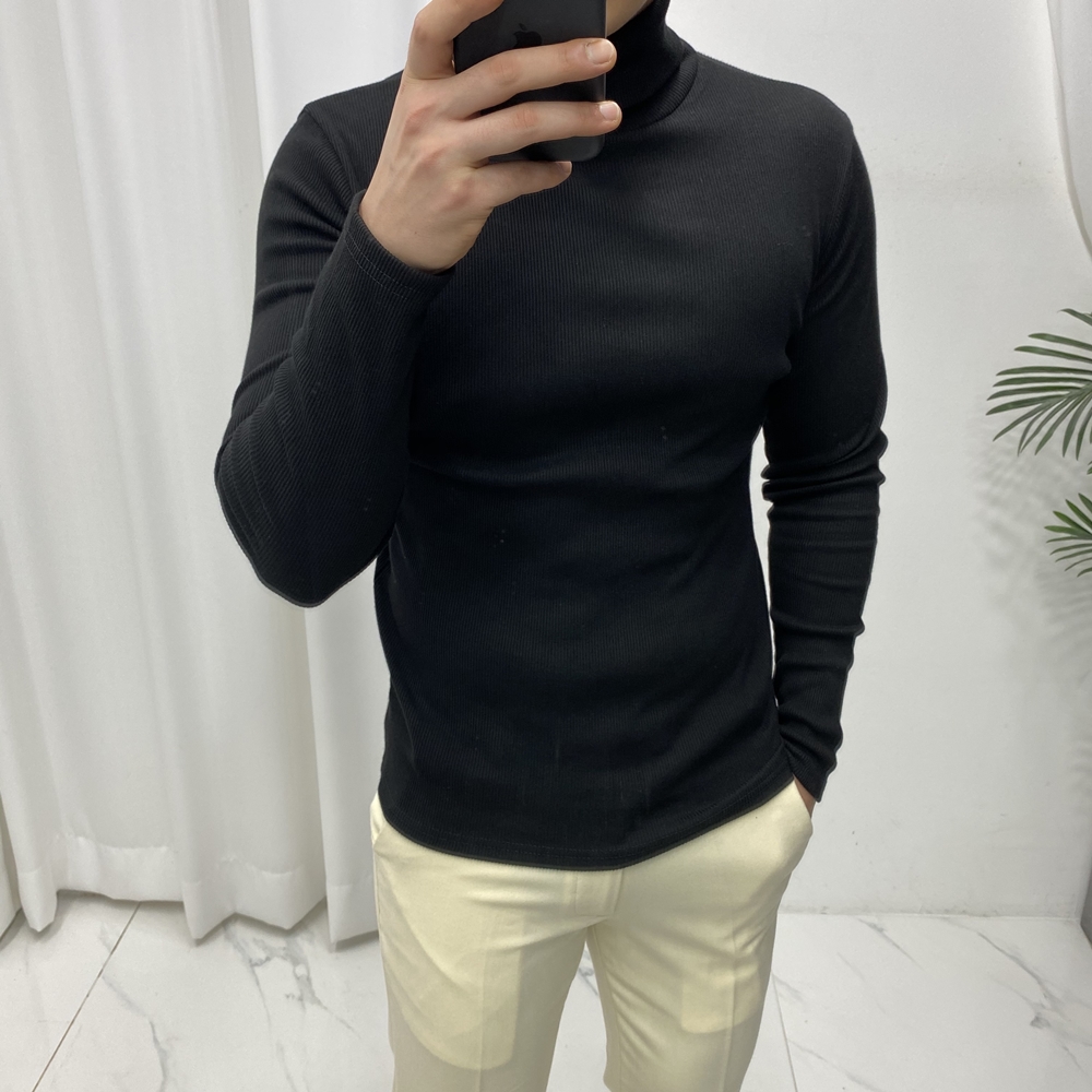 남자목폴라 터틀넥 슬림핏 골지스판 8color - 상세 이미지 2