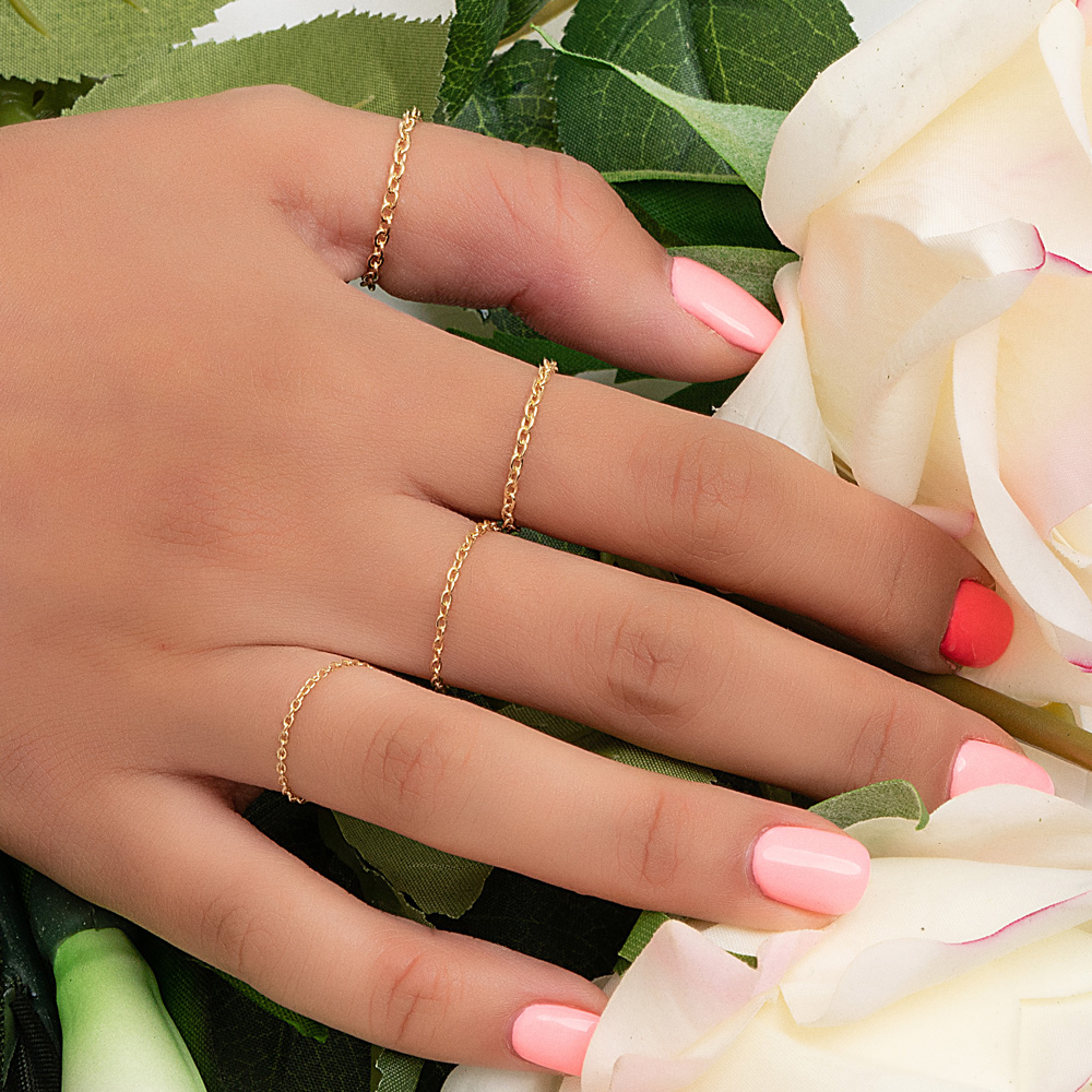 14k 18k 고방 체인 금 반지 - 상세 이미지 3