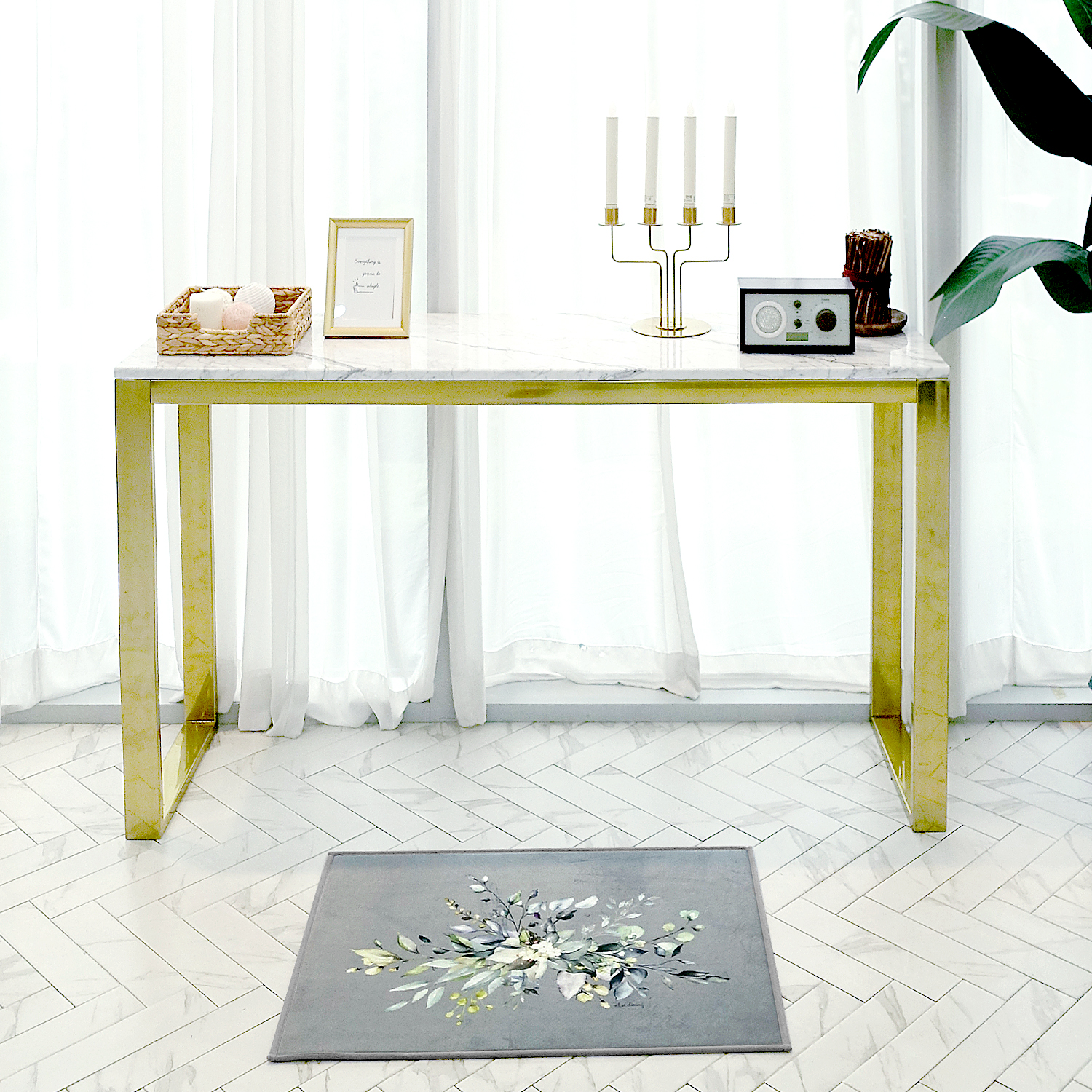 초극세사 그리너리부케 발매트 엘라다이닝 주방매트 욕실매트 - 상세 이미지 5