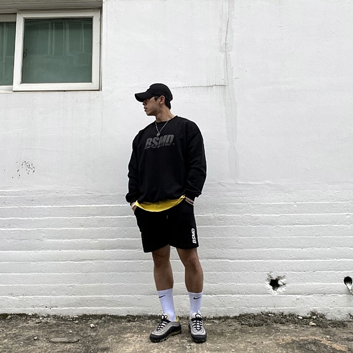 비스트모드 스카치로고 맨투맨 헬스 오버핏 짐웨어 긴팔 티셔츠 블랙 BSMD 제품 이미지