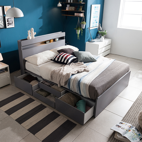 삼익가구 NEW루시드 LED 빅수납 4단서랍 시크릿벙커수납 슈퍼싱글 침대 / 매트제외