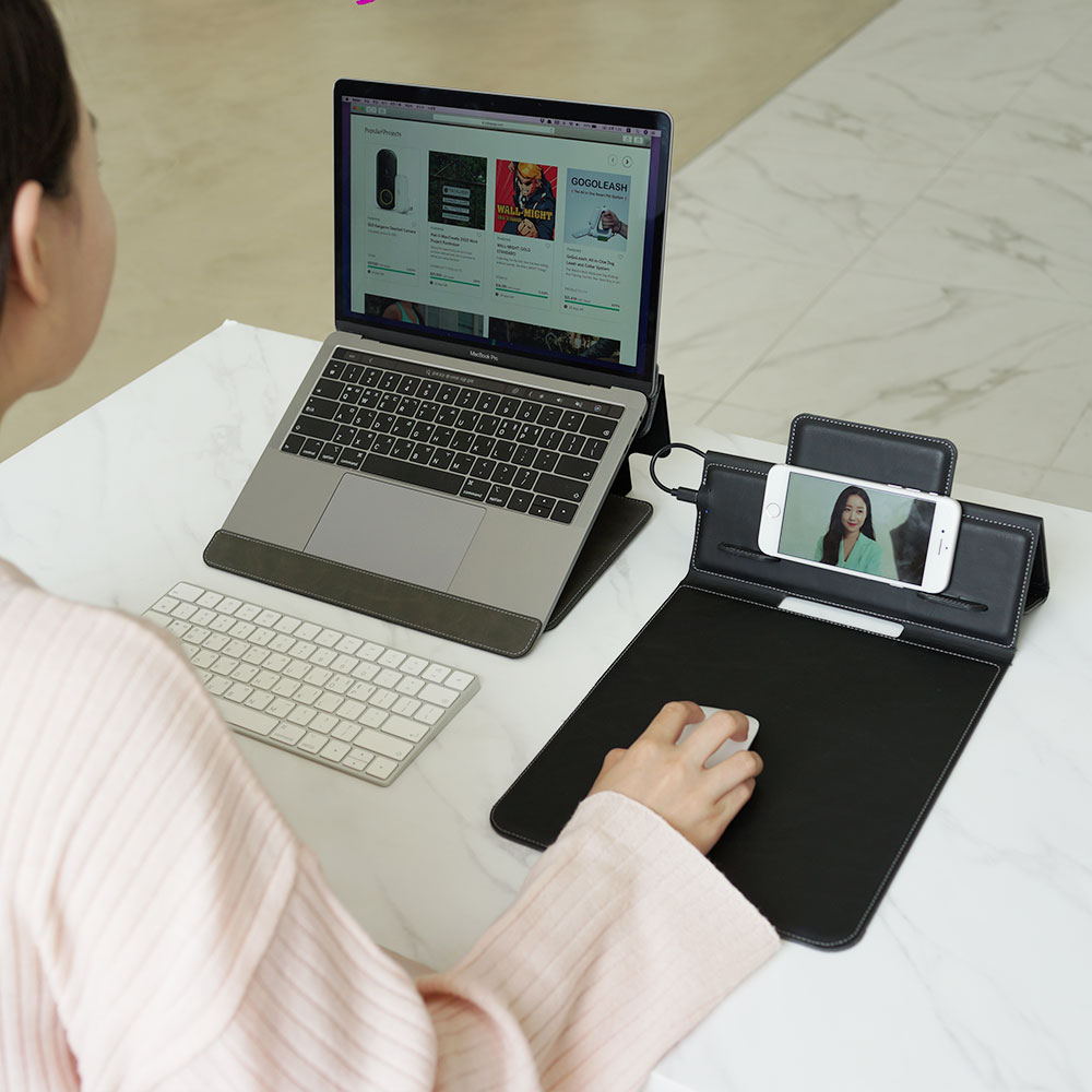 국산 무선고속충전 c타입 휴대용 노트북마우스패드