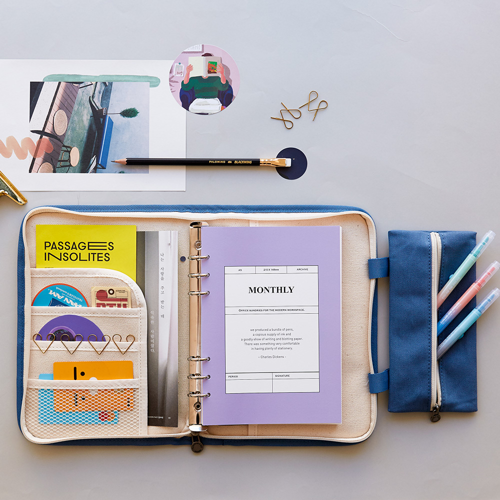 캔버스 6공 다이어리 커버 - A5