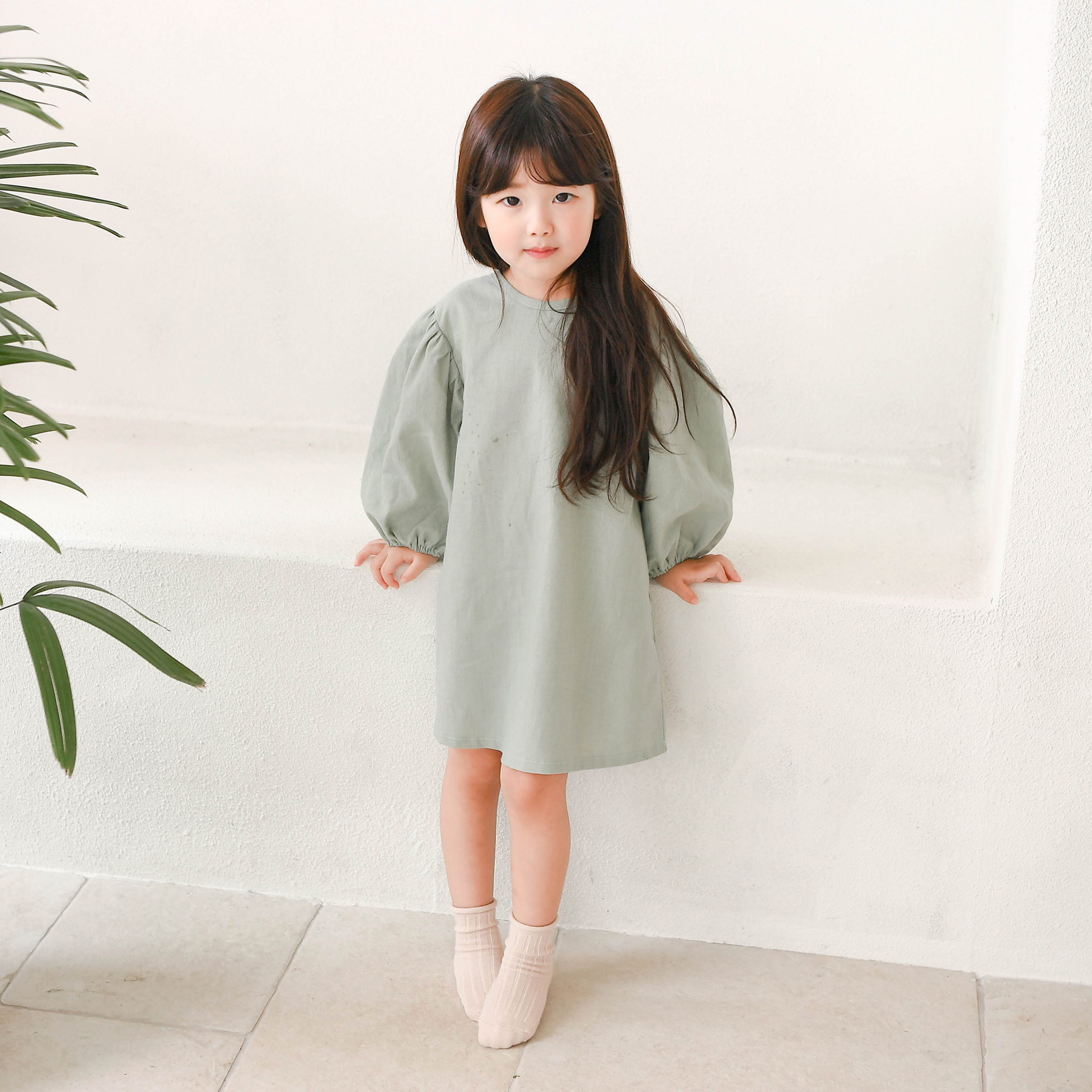 브쥬원피스 오가닉 여아원피스 아동원피스 민트 옐로우 베이직 기본 루즈핏 면린넨 혼방