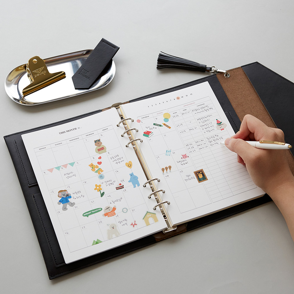 [각인가능] 클러치 6공 가죽 다이어리 커버 - A5