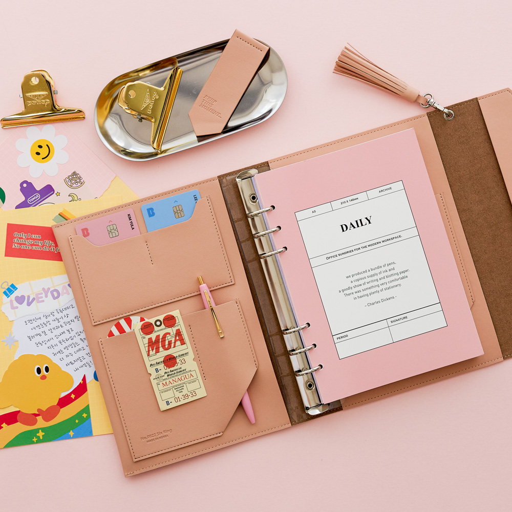 [각인가능] 클러치 6공 가죽 다이어리 커버 - A5