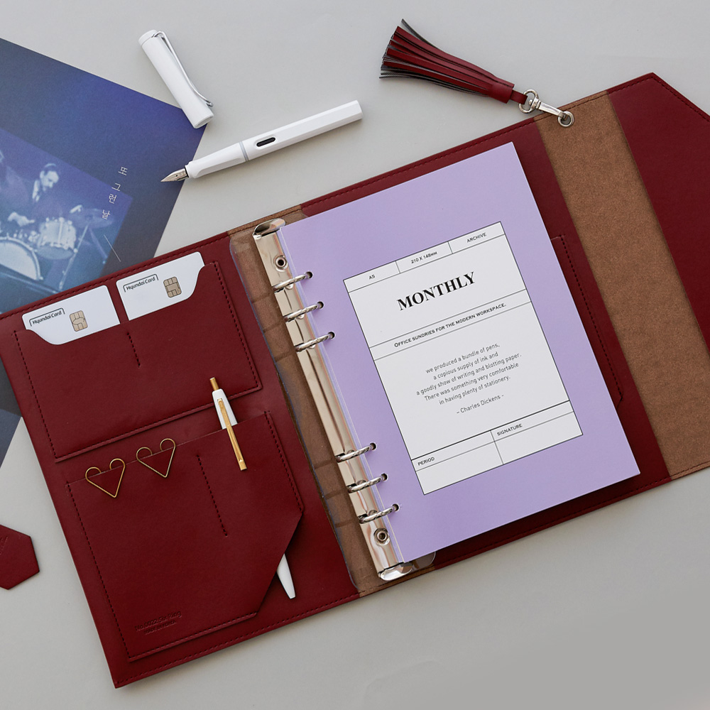 [각인가능] 클러치 6공 가죽 다이어리 커버 - A5