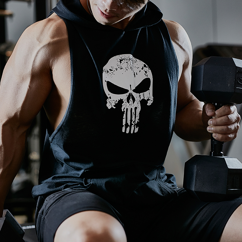 SKULL 남자 헬스나시 짐웨어 운동복 머슬핏 헬스복 - 상품 이미지