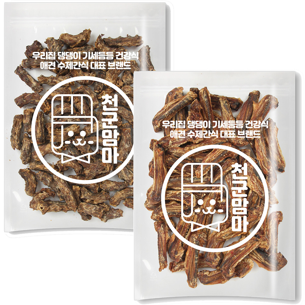 강아지수제간식 대용량 국내제조 오리목뼈+오리날개, 500g, 2개 - 메인 이미지