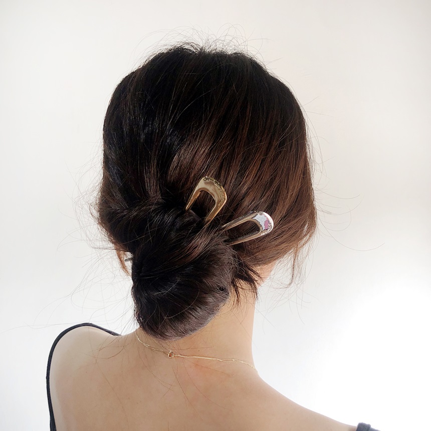 u자 메탈 비녀 13cm 뒤꽂이 헤어 머리 올림머리 핀
