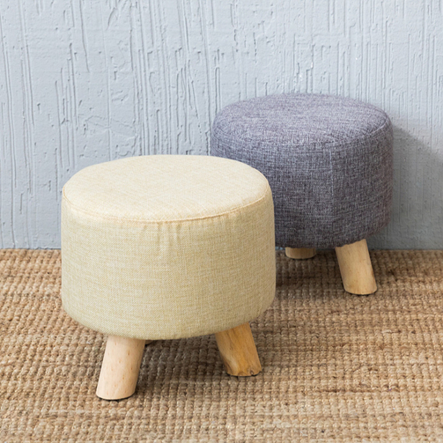 쿠션 스툴 낮은 의자 원형 패브릭 미니 소형 의자 원목 우드 스튤 화장대 스텝 등받이없는