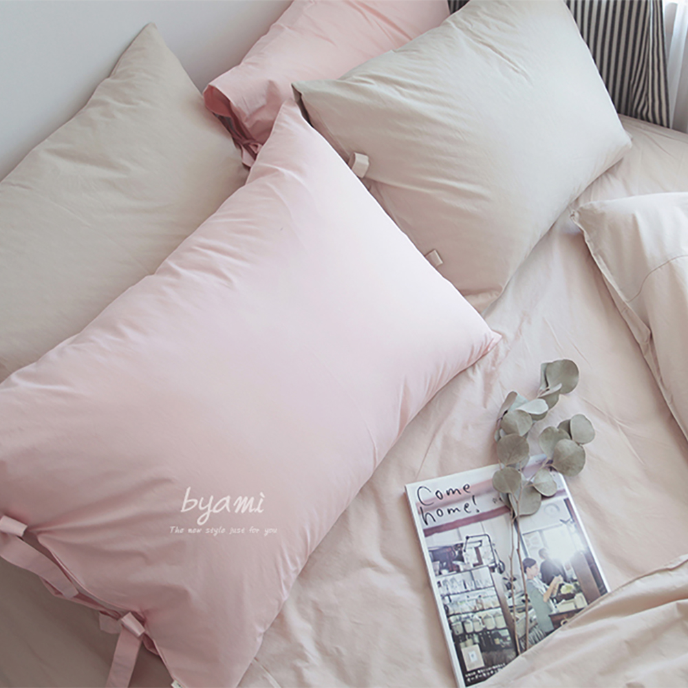 고밀도 무지 리본 자루 베개커버 - 4colors - 메인 이미지