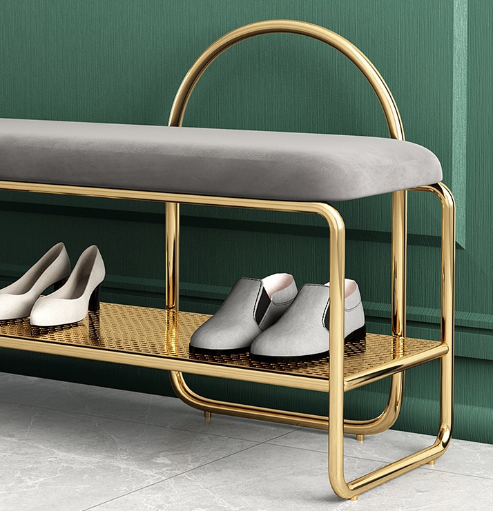 북유럽 현관 벤치 의자 골드 수납 신발장 슈즈 스툴 가게 입구 신발 보관함