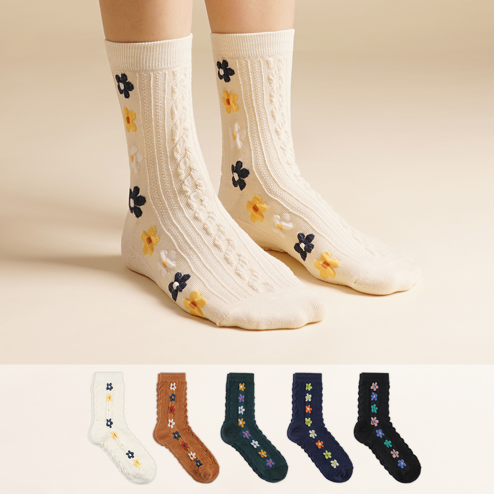 삭피엔스 여자 패션 양말 프레첼 플라워