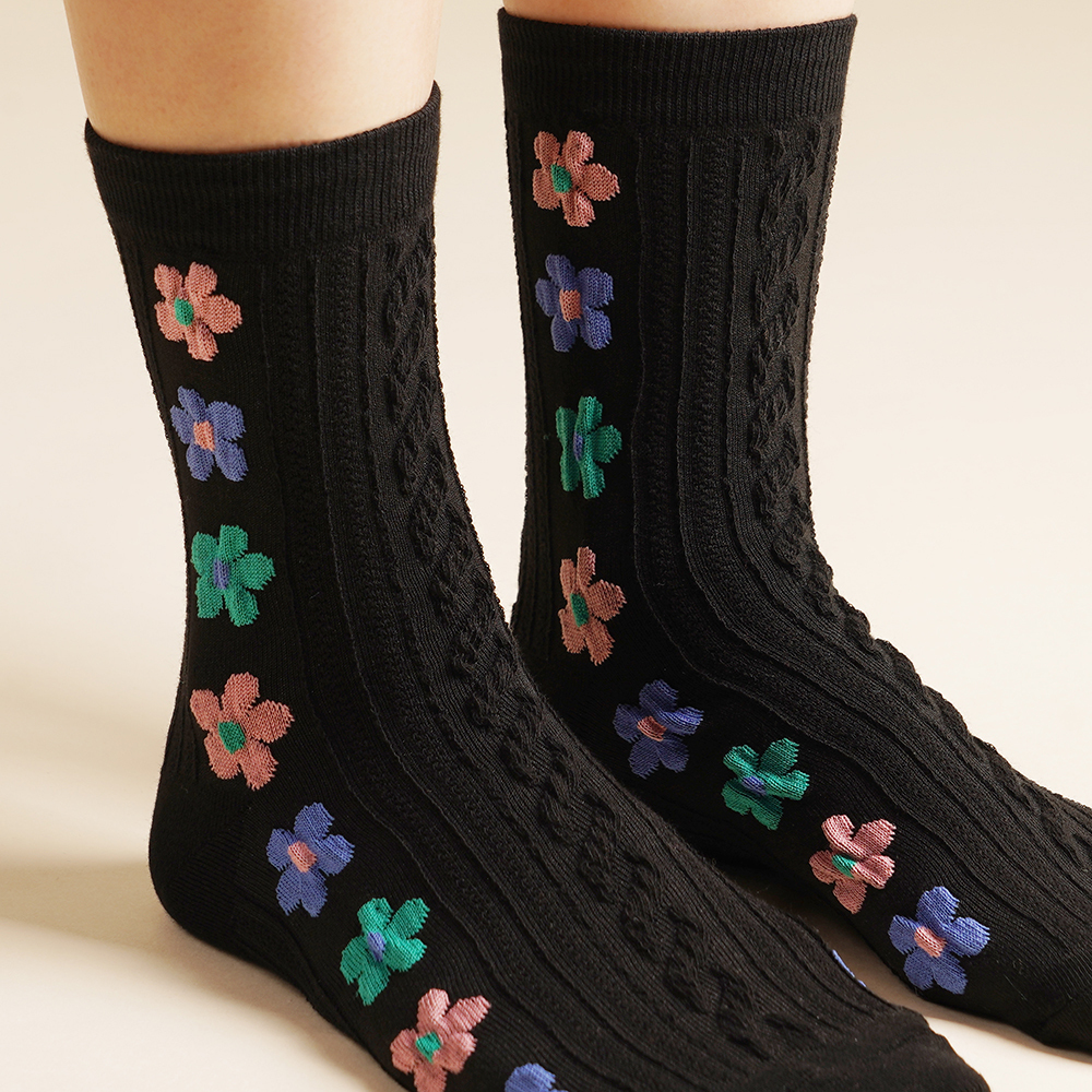 삭피엔스 여자 패션 양말 프레첼 플라워
