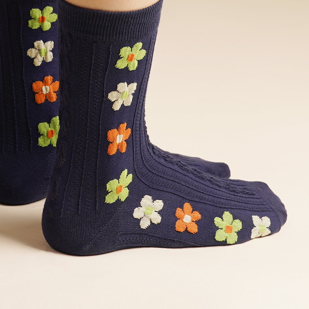 삭피엔스 여자 패션 양말 프레첼 플라워
