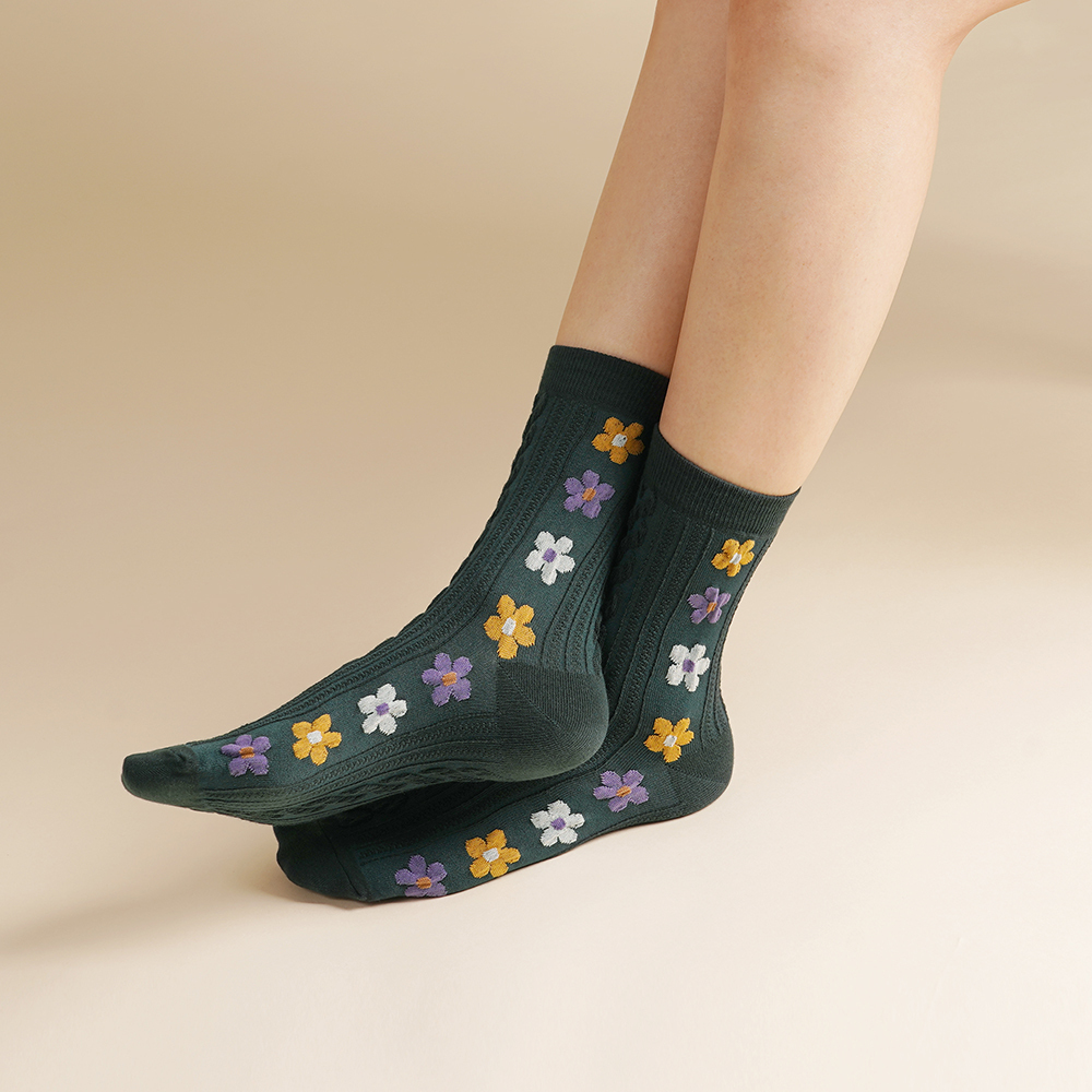 삭피엔스 여자 패션 양말 프레첼 플라워