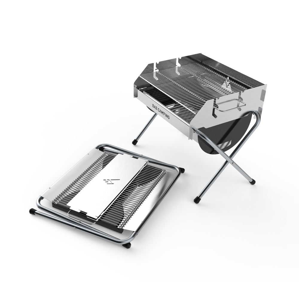 밥캠핑 밥그릴 높이조절 접이식 바베큐그릴 장작 숯불 화로대