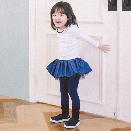 르진치마레깅스 속기모 밍크 여아 아동 기본 베이직 튜튜치랭스 네이비 - 상세 이미지 2