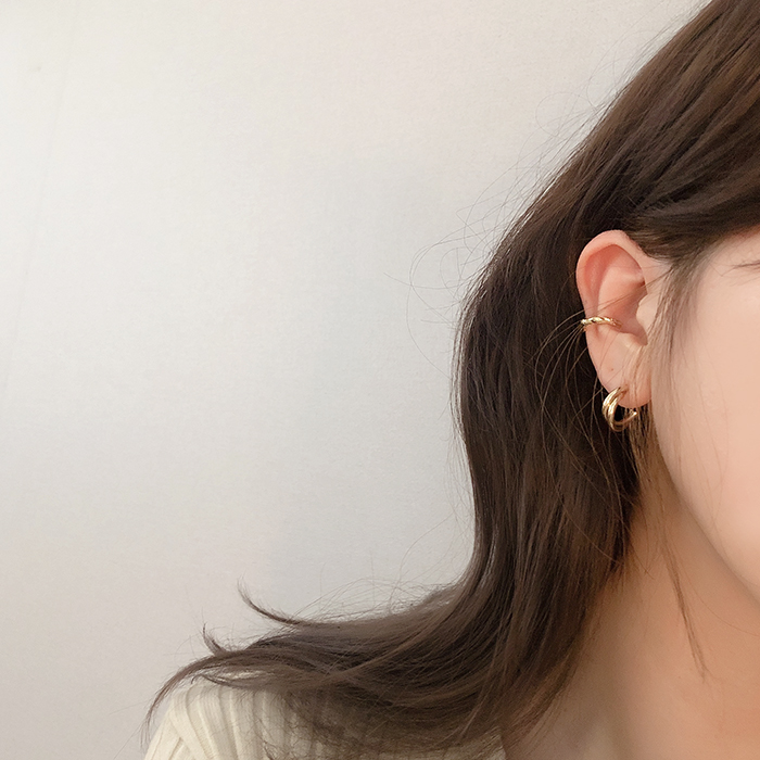 데일리 유광 미니 두줄 링 귀걸이 2컬러 티타늄 이미지 8