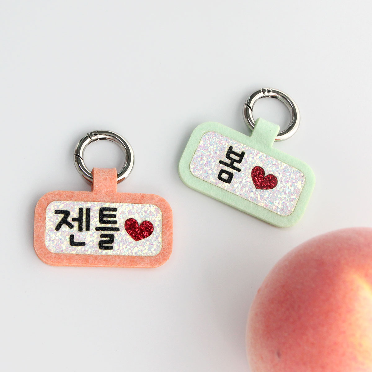 반짝반짝 네모네임택 강아지인식표 고양이 이름표 하네스고리