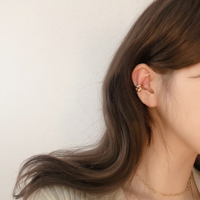 유광 찌글이 링 귀찌 이어커프 귀안뚫는 귀걸이 2컬러 티타늄 이미지 8