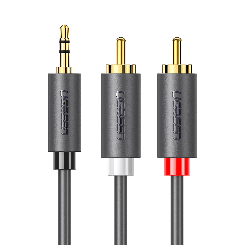 유그린 3.5mm 스테레오 to 2 RCA 오디오 케이블 AV102 1m, 1개