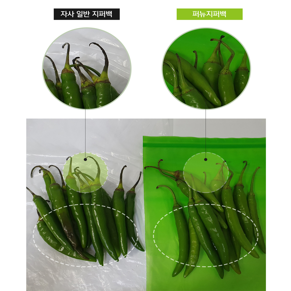 퍼뉴지퍼백 부패방지백 그린 야채 지퍼 백 팩 친환경 S 사이즈 - 상세 이미지 3
