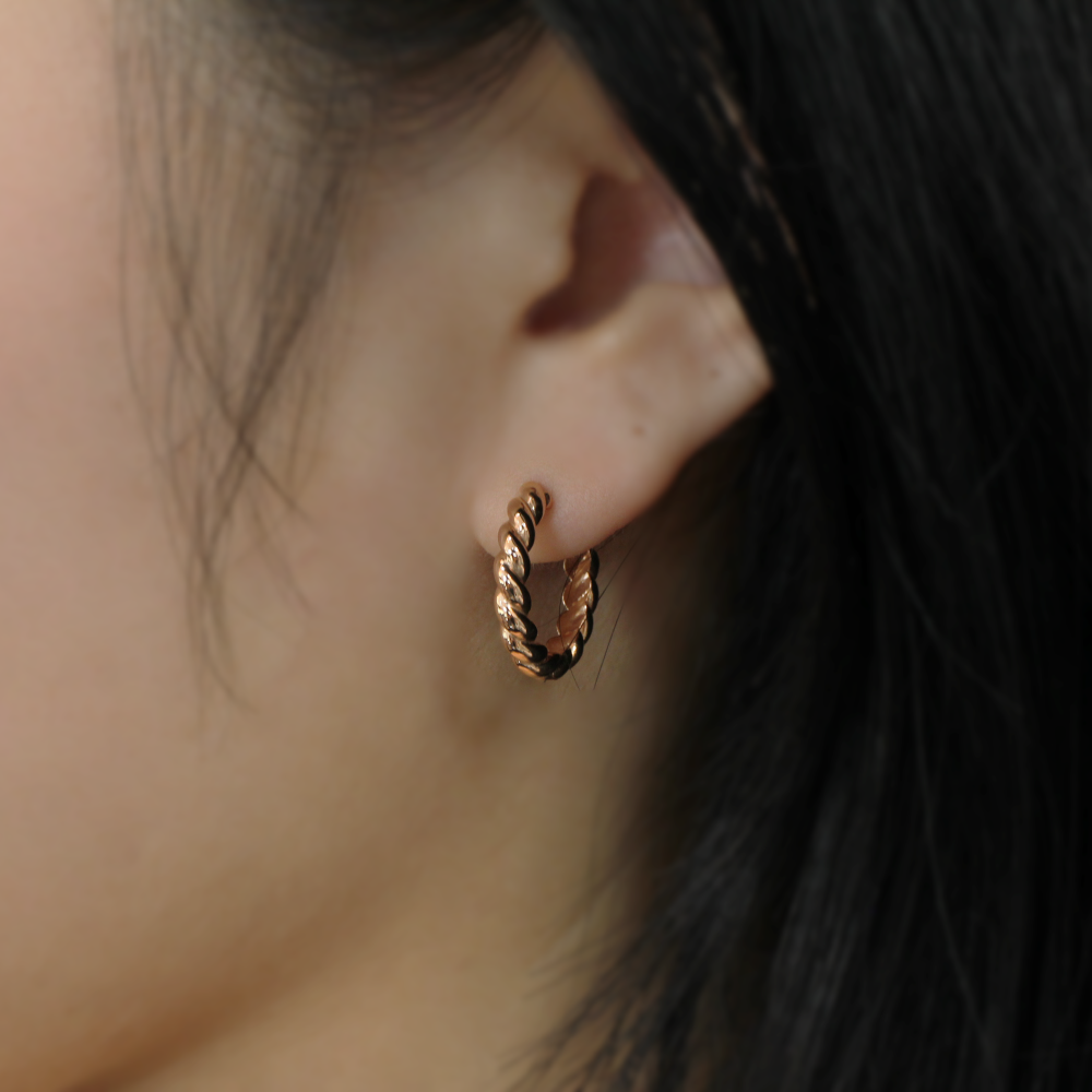 귀걸이 원터치 볼드 꼬임 링 꽈배기 밧줄 데일리 선물 여자 친구 선물 14K