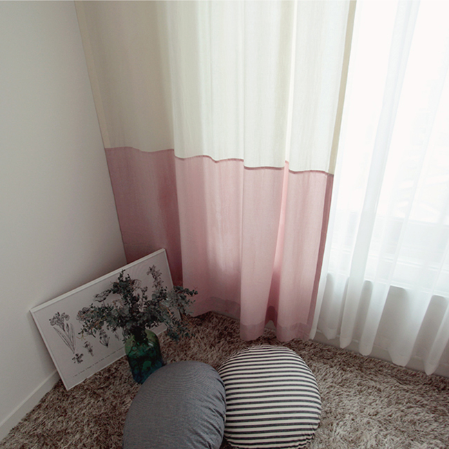 바이아미 투톤 핑크 거실 아이방 맞춤 제작 커튼 여아