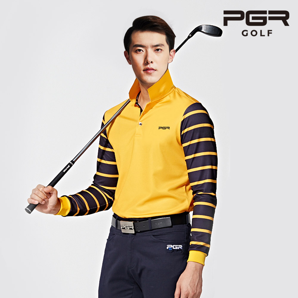pgr 골프 gt-3278 남성 골프웨어 남자 골프복 옐로우블랙 상의 카라 티셔츠 - 상품 이미지