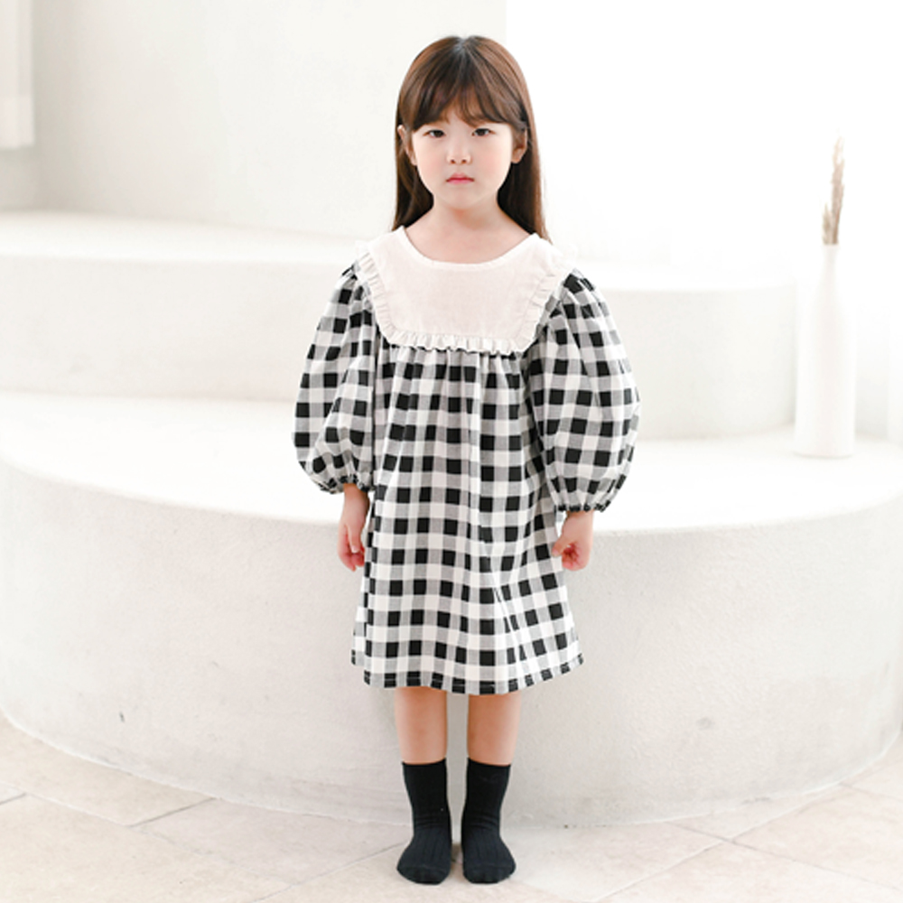 라틸다 체크 원피스 면 여아 아동 루즈핏 유니크
