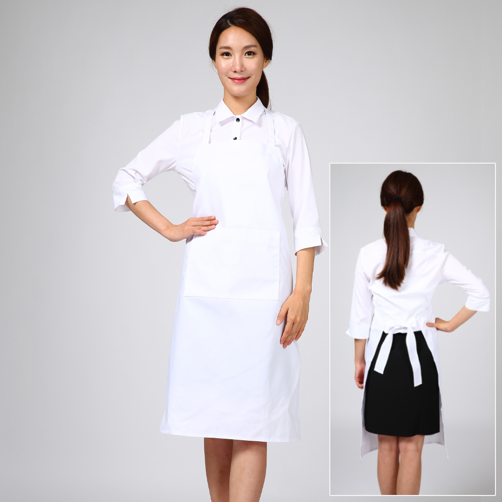 (초특가세일)20수 백색 목걸이 제빵 앞치마 /제과앞치마 - 메인 이미지