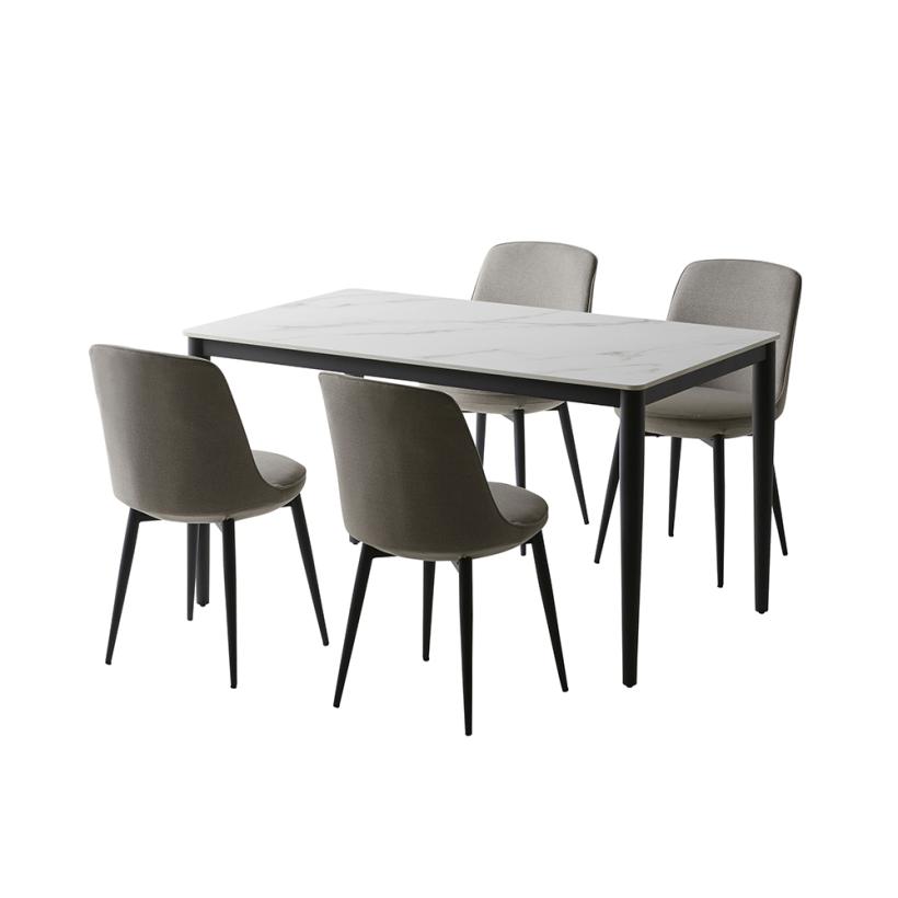 까사미아 브로도 식탁세트 식탁+의자4, 1300mm, 화이트블랙