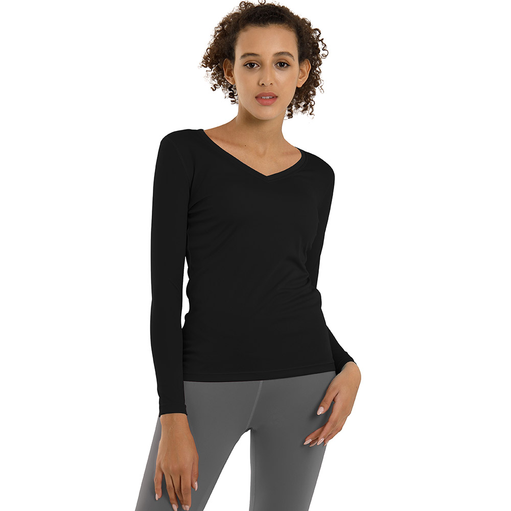 폴리UPF50+스포츠브이넥 롱슬리브티셔츠 E08 여성 에슬레저룩 긴팔티