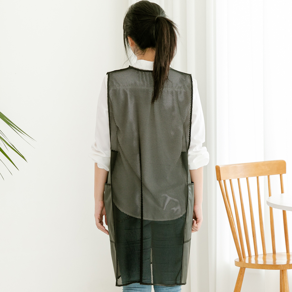 넉넉한 애견미용 미용실 우레탄 반투명 방수앞치마 망사앞치마 옆주머니형