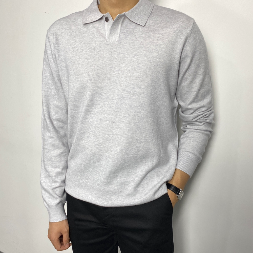 남자 비스코스 캐시미어 긴팔 니트 카라티 아이보리 카키 핑크 6color - 상세 이미지 5