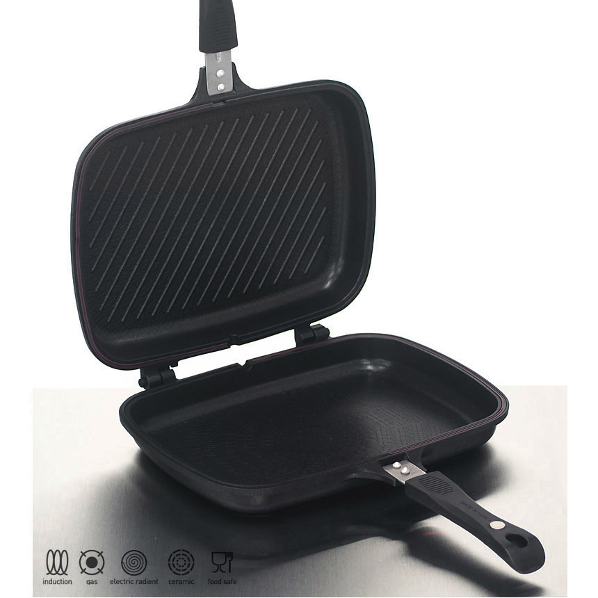 직화 양면팬 인덕션 하이라이트 가능 누룽지 생선구이 파니니 그릴 군고구마 만들기 팬 2종